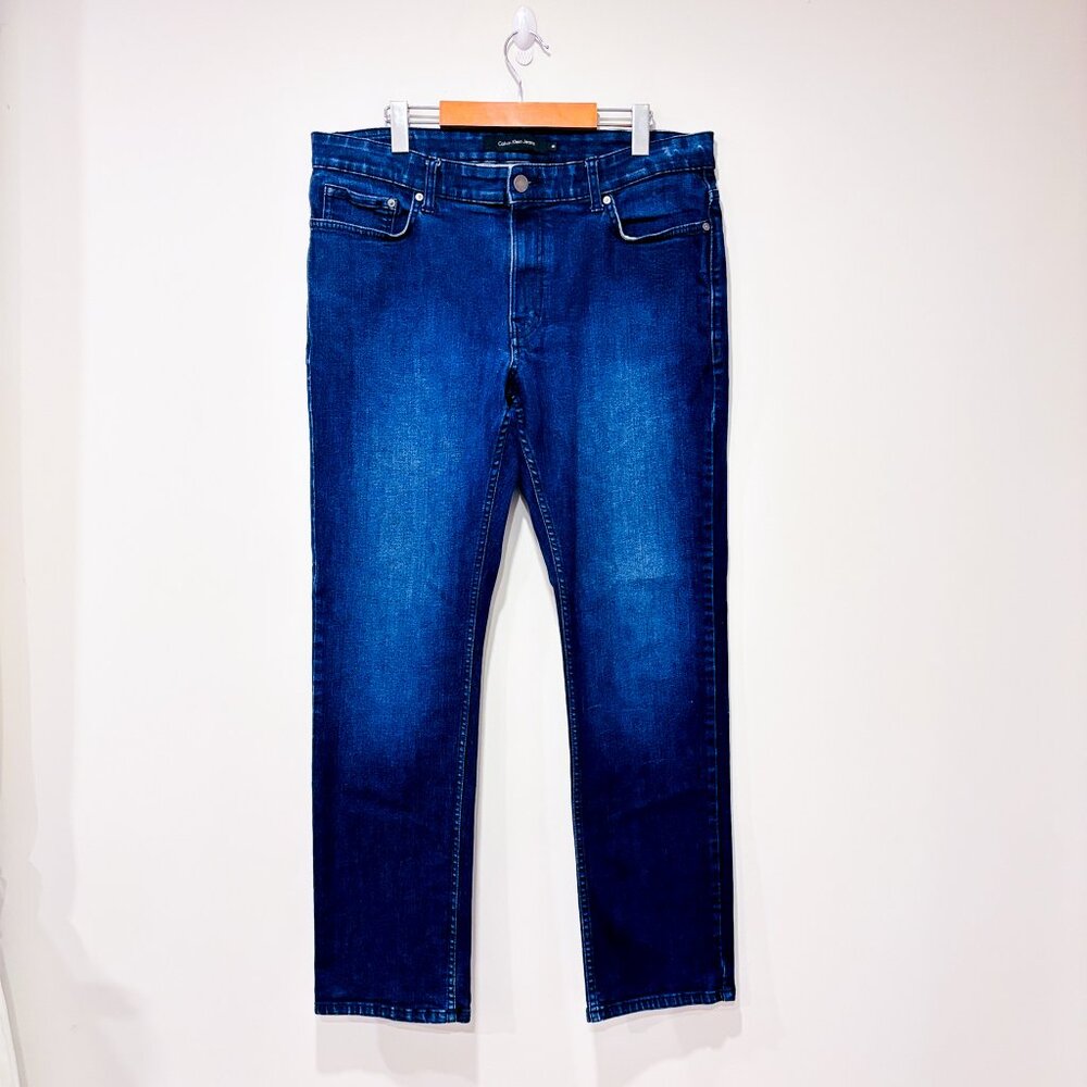 CALVIN KLEIN Blue washed jeans men‎ | Classic straight denim | Size 36 *
